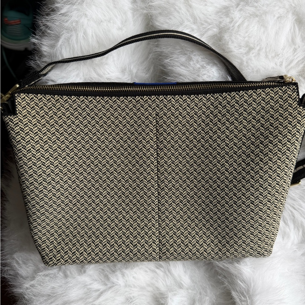 Rothy’s Woven Crossbody Tote Bag in Black & Cream - Picture 2 of 7